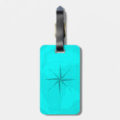 コンパス面図が付いている魅力的で明るいティール（緑がかった色）の世界地図 ラゲッジタグ (裏面縦)