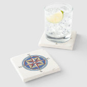 コンパス面図の石のコースター ストーンコースター (横)