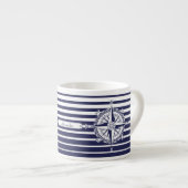 コンパス面図の青い縞 エスプレッソカップ (正面右)