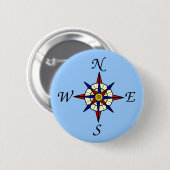 コンパス面図の青 缶バッジ (正面&裏面)