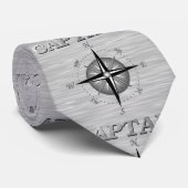 コンパス面図を持つ銀製の大尉 ネクタイ (ロール)