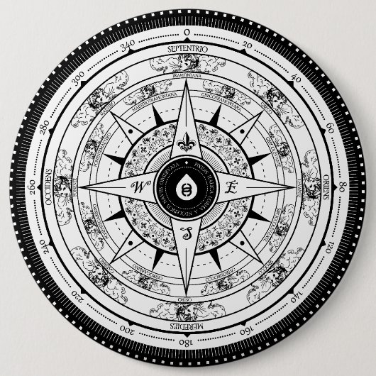 コンパス面図-ボタン(白い) 缶バッジ (正面)