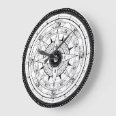 コンパス面図-時計(白い) ラージ壁時計 (傾斜)