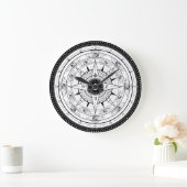 コンパス面図-時計(白い) ラージ壁時計 (ホーム)