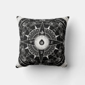 コンパス面図-正方形の装飾用クッション(黒) クッション (裏面)