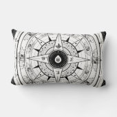 コンパス面図-長方形の装飾用クッション(白い) ランバークッション (裏面)