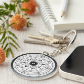 コンパス面図- Keychain (白い) キーホルダー (正面右)