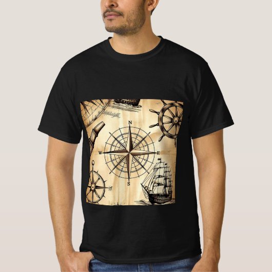 コンパス ナビゲーション デザイン Tシャツ (正面)