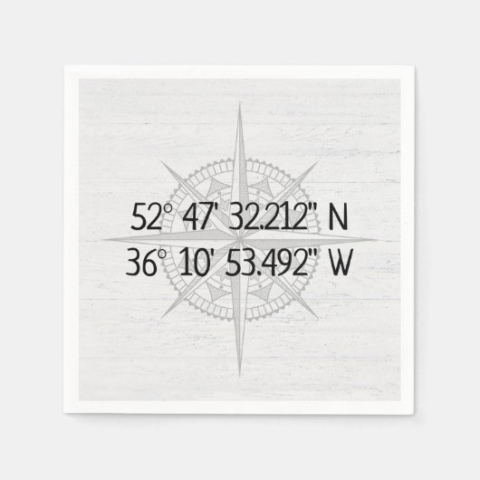 コンパスGPSホーム座標 スタンダードカクテルナプキン (正面)