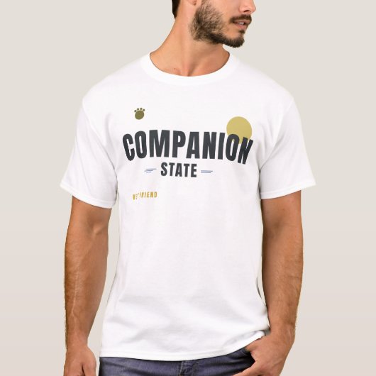 コンパニオン・ステート　犬好きのための幾何学的なタイポグラフィーD Tシャツ (正面)