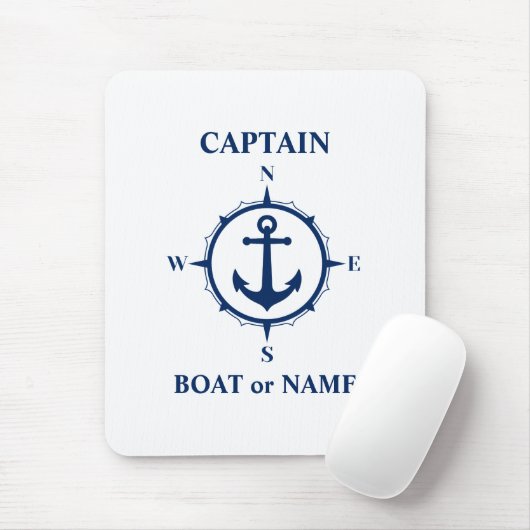 コンパ航海のスいかりキャプテンまたはボート名ネイビー マウスパッド (マウス)