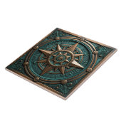 コンパ航海のスティール(緑がかった色)メタリック3Dエフェクト タイル (側面)