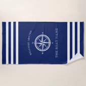 コンパ航海のスバラウェルカムクアボードボート名 ビーチタオル (正面)