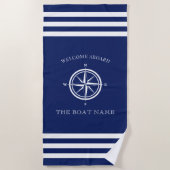 コンパ航海のスバラウェルカムクアボードボート名 ビーチタオル (正面)