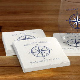 コンパ航海のスバラネイビーブルーボート名 ストーンコースター