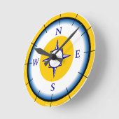 コンパ航海のスブルー、ホワイト、金ゴールドウォールクロック ラウンド壁時計 (傾斜)