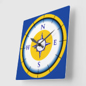 コンパ航海のスブルー、ホワイト、金ゴールドウォール時計 スクエア壁時計 (傾斜)