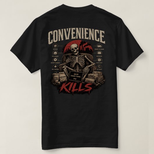 コンビニエンスは人を滅ぼす Tシャツ (デザイン裏面)