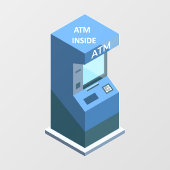 コンビニエンスストアのATMが店内にある ウィンドウサイン (シート)