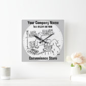 コンビニエンスストア、ローカルショップ、スーパー スクエア壁時計 (ホーム)