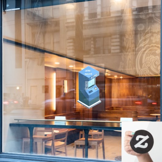 コンビニエンスストアATMインサイドビジネスフロント ウィンドウサイン (カフェ窓)