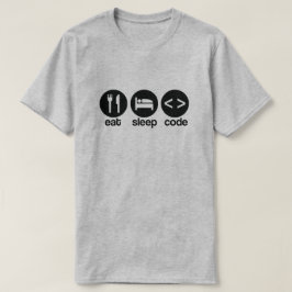 コンピおもしろいュータ食べプログラマースリープコードTシャツ Tシャツ