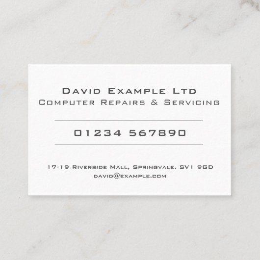 コンピはっきりしたュータの修澄ん復とサービスのデザイン 名刺 (裏面)