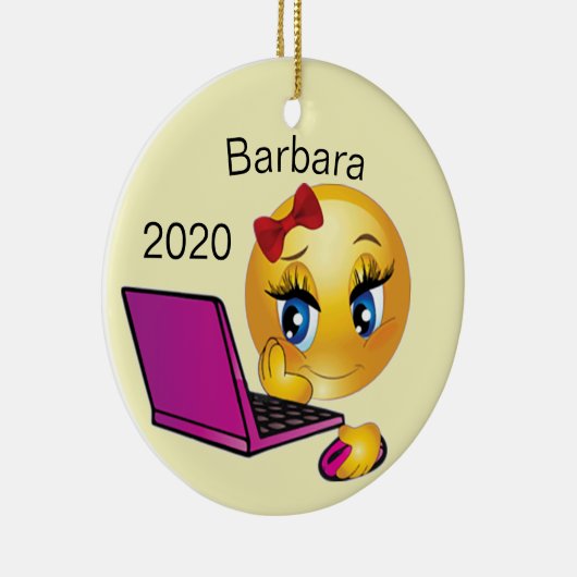 コンピカスタマイズューターガールクリスマス セラミックオーナメント (右)