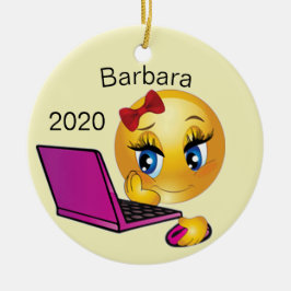 コンピカスタマイズューターガールクリスマス セラミックオーナメント