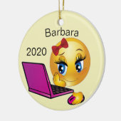 コンピカスタマイズューターガールクリスマス セラミックオーナメント (左)