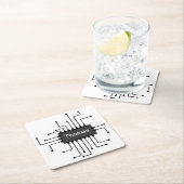 コンピパーソナライズされたュータICチップ画像 スクエアペーパーコースター (インサイチュ)