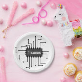 コンピパーソナライズされたュータICチップ画像 ペーパープレート (パーティー)