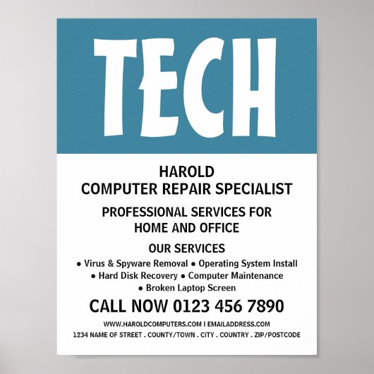 コンピモダンはっきりしたュータ修理スペシャリスト広告の ポスター (正面)