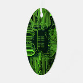 コンピュカッコいいータ回路基板グリーン メタルオーナメント (正面左)