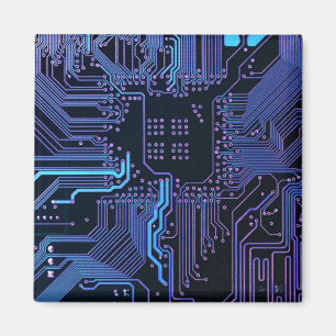 コンピュカッコいいータ回路基板ブルー マグネット