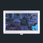 コンピュカッコいいータ回路基板ブルー 名刺入れ<br><div class="desc">Computer Circuit カッコいい Board - Blueこれは私たち全員のギーク用のもの</div>