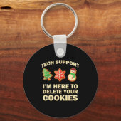 コンピュータおもしろいおたくクリスマスデザインメンズブラック キーホルダー (正面)