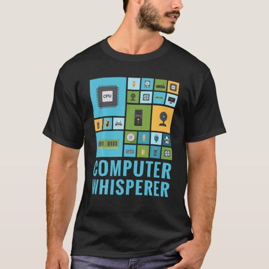 コンピュータおもしろいウィスパーIT技術サポー救済トデスク Tシャツ (正面)