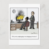 コンピュータおもしろいーとテクノロジのオフィスの漫画 ポストカード (正面)