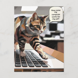 コンピュータおもしろい上のCat歩く ポストカード