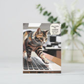 コンピュータおもしろい上のCat歩く ポストカード (スタンド正面)