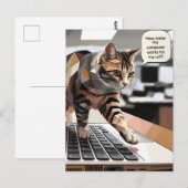 コンピュータおもしろい上のCat歩く ポストカード (正面/裏面)