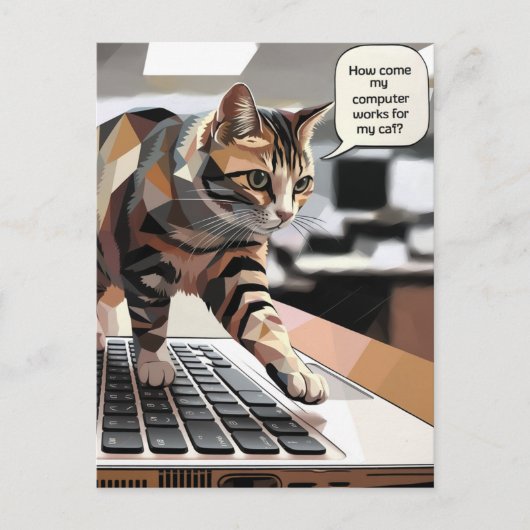 コンピュータおもしろい上のCat歩く ポストカード (正面)