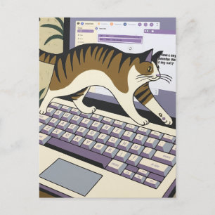 コンピュータおもしろい上のCat歩く ポストカード