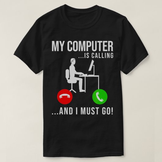 コンピュータがコード開発者コンピュータNerを呼び出している Tシャツ (デザイン正面)