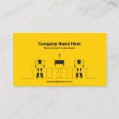 コンピュータで作業するラインアートの人々 | イエロー 名刺 (正面)