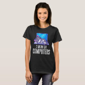 コンピュータで作業するCat引用文Tech Coding Cat 2 Tシャツ (正面フル)