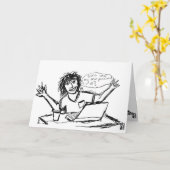 コンピュータのおたくユーモアのあるー カード (黄色い花)