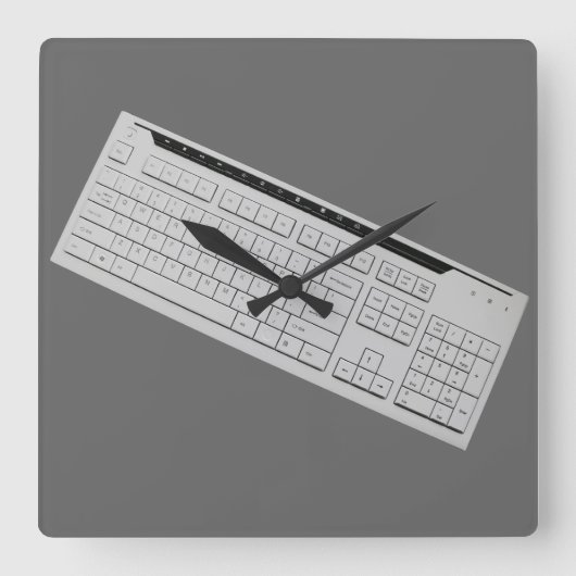 コンピュータのキーボード スクエア壁時計 (正面)
