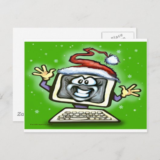 コンピュータのクリスマス シーズンポストカード (正面/裏面)